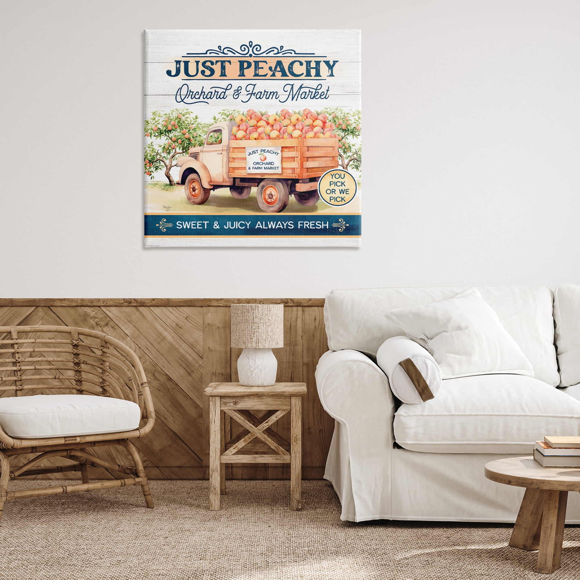 Stupell Industries Just Peachy Orchard Text & Numbers Painting Wrapped Canvas Art Print Wall Art, 36 x 36