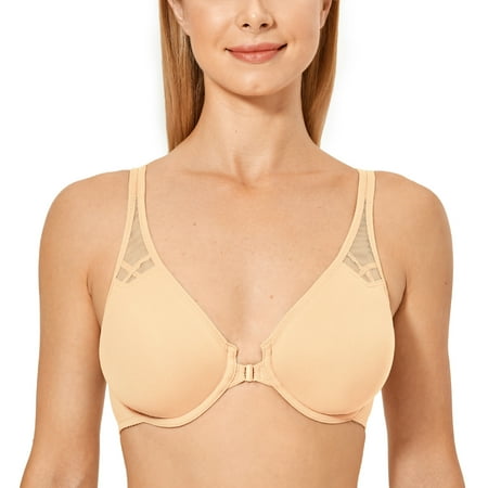 

DELIMIRA Women s Racerback Front Closure Plus Size Seamless Comfort Underwire Bra