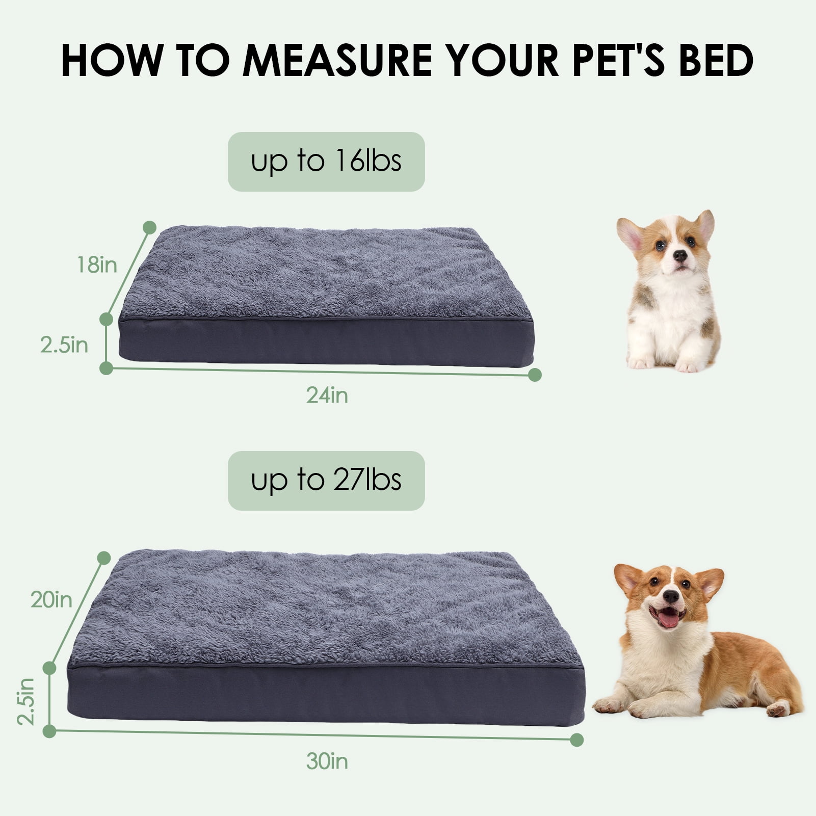 Orthopedic Dog Bed with Waterproof Removable Cover, Non-Slip Bottom, Washable Plush Crate Mat for Small & Medium Dogs, Senior Pets