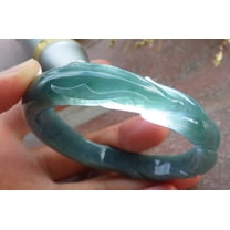 Certified Icy Green Burma Natural A JADE Jadeite Fox Bangle Bracelet 56 mm 651633 TN