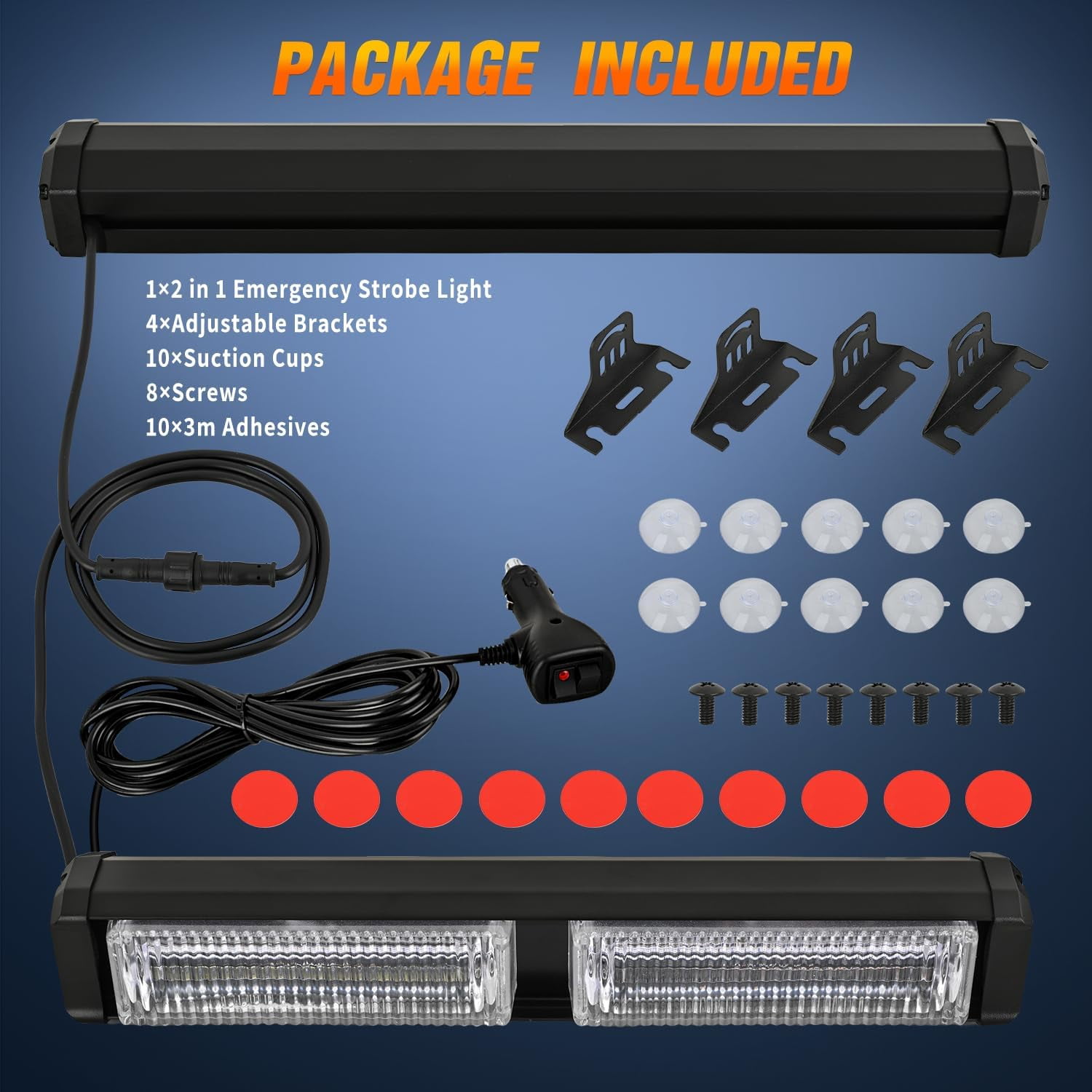 Nilight 40LED Red White Emergency Strobe Advisor Light Bar with Suction Cups Dash Safety Warning Hazard Flashing Lights Interior Front/Rear Windshield for Trucks Construction Vehicles