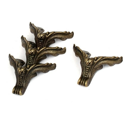 Sewing Box Cushion Corners Unique Bargains Jewelry Gift Box Antique Metal Corner Protector Guard 4pcs for Home Essential ()