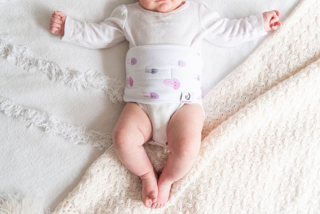 MEMEENO Belly Band for Colic & Gas Relief, Organic Cotton, Self-Warming for Fussy Newborn (Aurelia)
