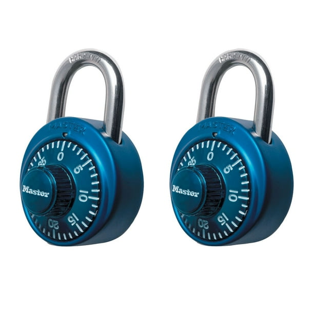 Master Lock Padlock 1530T Dial Combination Lock, 17/8 in. Wide, Assorted Colors, 2Pack