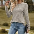 thumbnail image 2 of miqiqism Women's Solid Scoop Neck Sweater Long Sleeve Pullover Top Casual Slim Fitted Ribbed Knit T Shirts Juniors Tunic Brushed Trendy Blouses,Khaki,Medium, 2 of 4