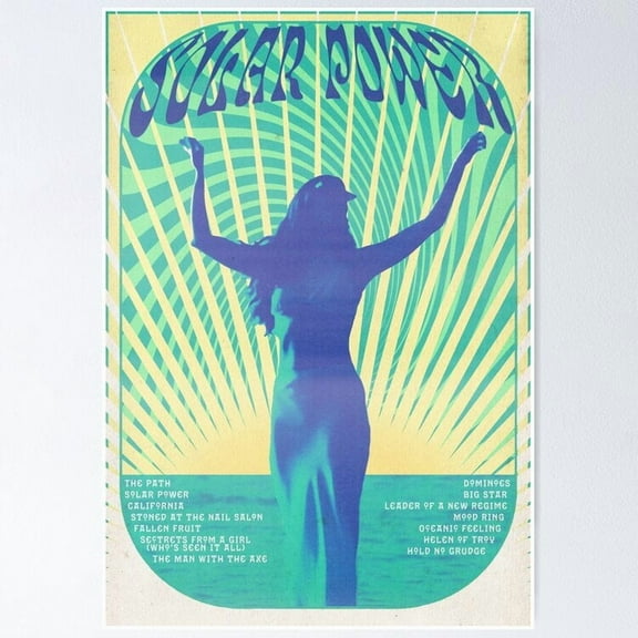 Poster Solar Power Lorde Album Retro Tracklist - No Framed, Vintage Wall Art, Trendy Retro Print, Positive Quote Poster, Room Decor, Wall Art, Poster Only