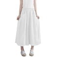 thumbnail image 3 of Women's High Waisted Pleated Skirt Casual Daily Wear Solid Color Flowy A-Line Midi Skirt for Work Office Business Travel Essentials for Women | Aestivo,White L, 3 of 9