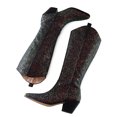 thumbnail image 2 of Rhinestone Cowbooy Boots for Women Sparkly Western Cowgirl Boot Wide Calf Pointed Toe Pull on Knee High Boots Western Booties, 2 of 5