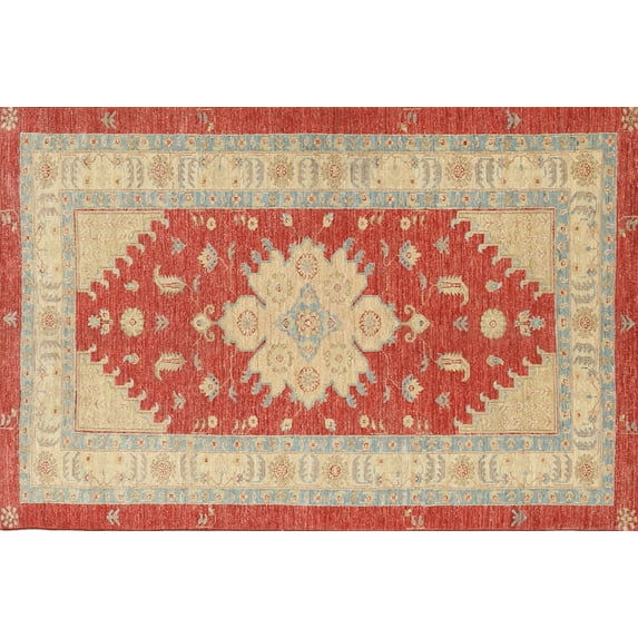 Ahgly Company Machine Washable Indoor Rectangle Traditional Fire Engine Red Area Rugs, 7' x 9'