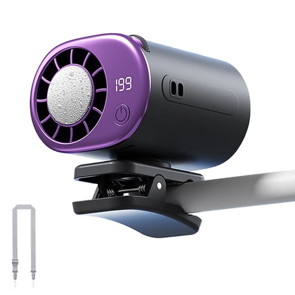 199 Speeds Semiconductor Cooling Fan, Clip on Personal Mini Fan with Lanyard, Gray