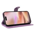 thumbnail image 2 of for iPhone 16 Wallet Case, [with Card Holder] Embossed Pattern PU Leather Detachable Wrist Strap Slim Shockproof Protective Flip Stand Phone Case for iPhone 16 Women Girls, Purple, 2 of 7