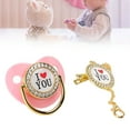 thumbnail image 4 of Bling , Dummy  Set I Love You Pattern Attractive With Chain Clip For Newborn For Parties Pink M, 4 of 8