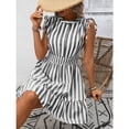 thumbnail image 2 of EASYBRA Women Striped V Neck Wrap Midi Dress Sleeveless High Waist Summer Elegant Casual Vacation Dress, 2 of 8