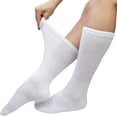 thumbnail image 3 of 2-12 Pairs Premium Women’s Colorful Soft Breathable Cotton Crew Socks, Non-Binding & Comfort Diabetic Socks (Fits Shoe Size 6-10) (White, 6 Pack), 3 of 3