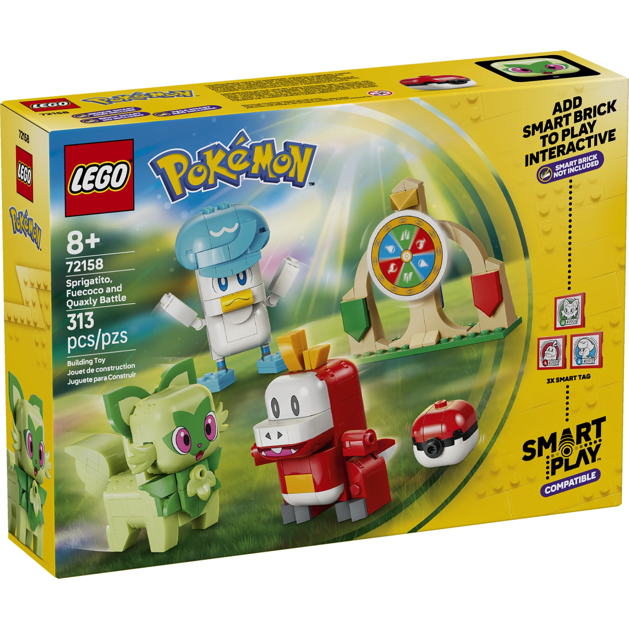 LEGO Pokémon SMART Play: Sprigatito, Fuecoco and Quaxly Battle - Compatible Set with 3 SMART Tags and 3 Pokémon - Interactive Toy - Gift for Boys and Girls, Ages 8+ - 72158