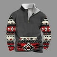thumbnail image 2 of DDAPJ pyju Cowboy Men's Aztec Western Fleece Sweatshirt Cow Head Pullover 1/4 Zip Stand Collar Long Sleeve Country Sweatshirts Gray XL, 2 of 6