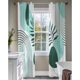 thumbnail image 4 of Boho Geometric Sheer Curtains 84 Inch Length 2 Panels Set for Living Room/Bedroom, Aqua Ethnic Abstract Stripes Leaves Kitchen Curtains Grommet Semi-Sheer Curtains Drapes Window Treatments 52"x84"x2, 4 of 7
