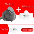 thumbnail image 1 of Dust Mask Reusable Dust Proof Respirator Rubber Work Safety Mask Cotton Filters For Builder Carpenter Daily Haze Protection, 1 of 7