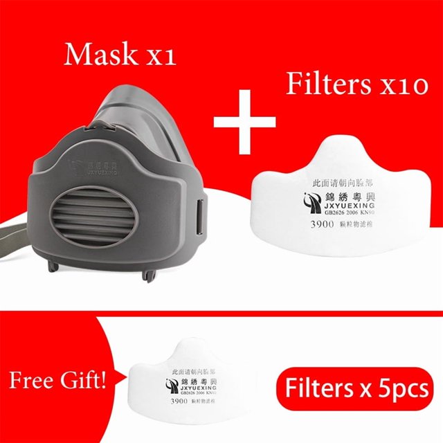 Dust Mask Reusable Dust Proof Respirator Rubber Work Safety Mask Cotton Filters For Builder Carpenter Daily Haze Protection