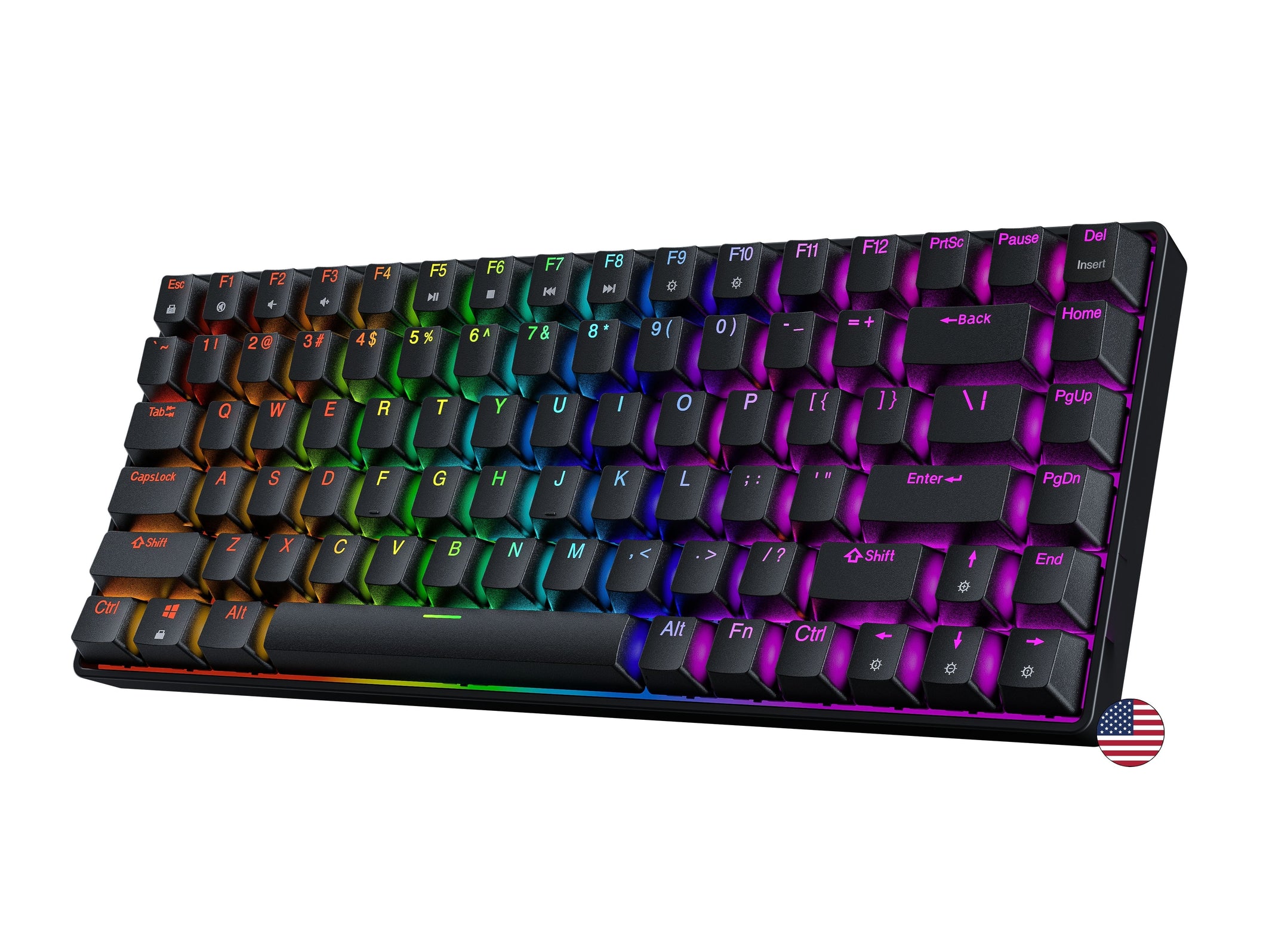 Geeky GK75 75% | Hot Swappable Mechanical Gaming Keyboard | 84 Keys Multi Color RGB LED Backlit for PC / Mac Gamer | ANSI US American Layout ( Black , Mechanical Brown )