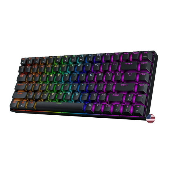 Geeky GK75 75% | Hot Swappable Mechanical Gaming Keyboard | 84 Keys Multi Color RGB LED Backlit for PC / Mac Gamer | ANSI US American Layout ( Black , Mechanical Brown )