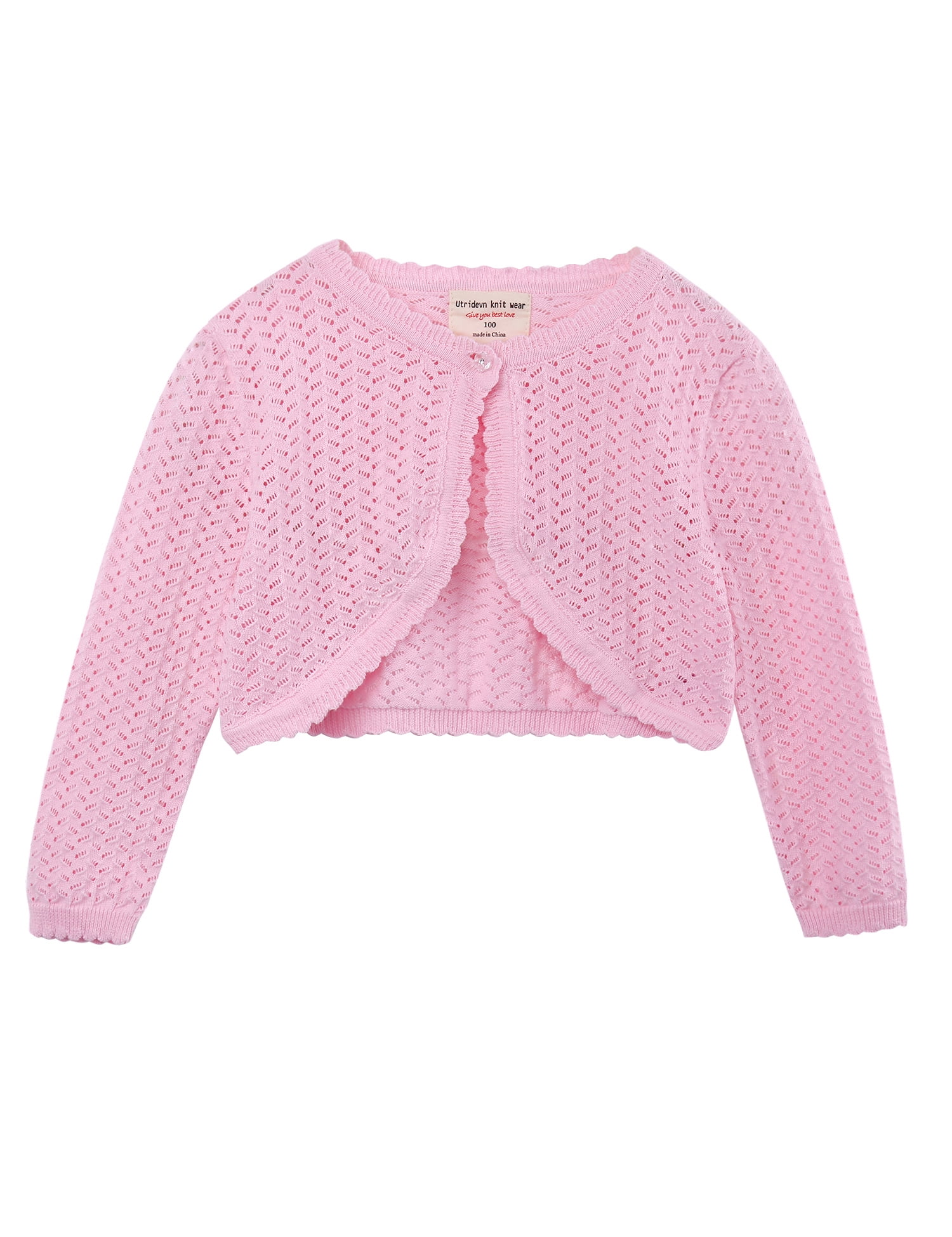 Girls Bolero Shrugs Long Sleeve Cotton Cardigan Jacket Sweater for Little Girls Hot Dress Cover up 