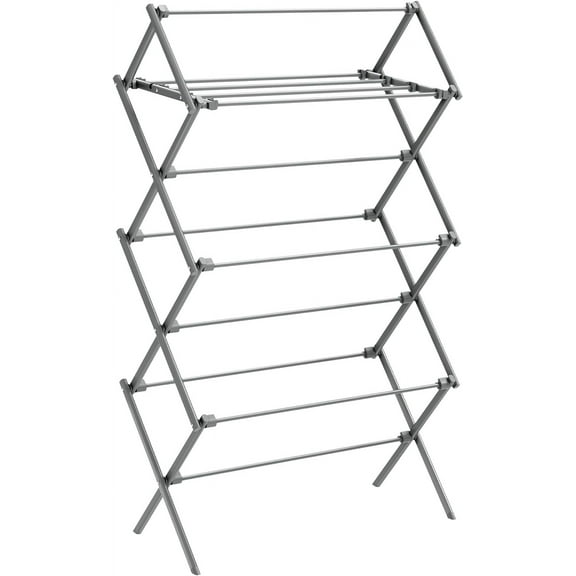 Foldable Clothes Drying Rack, Laundry Drying Rack, Clothes Airer, Steel Frame, 14.6 x 29.5 x 53.2 Inches Gray