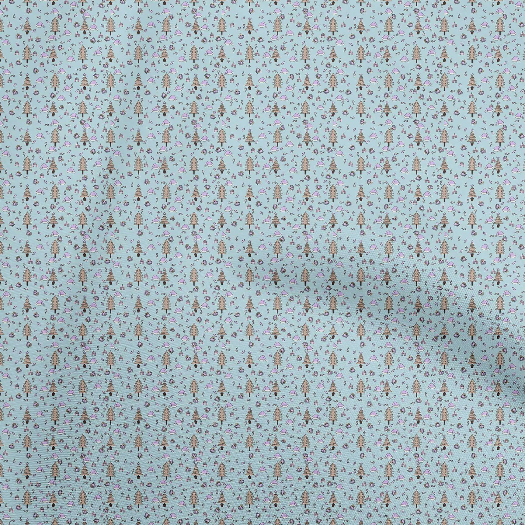 oneOone Cotton Jersey Light Blue Fabric Christmas Fabric For Sewing Printed Craft Fabric By The Yard 58 Inch Wide