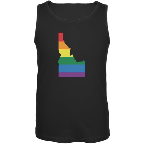Idaho LGBT Gay Pride Rainbow Black Adult Tank Top - Large