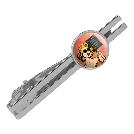 Some People Spread Sunshine I Hate Those People Funny Humor Round Tie Bar Clip Clasp Tack Silver Color Plated