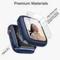 thumbnail image 3 of Case with Screen Protector Compatible with Apple Watch Series 8 7 45mm, Overall Protective Cover, Built-in Tempered Glass Film High Sensitivity, 2 Pack (Blue), 3 of 5