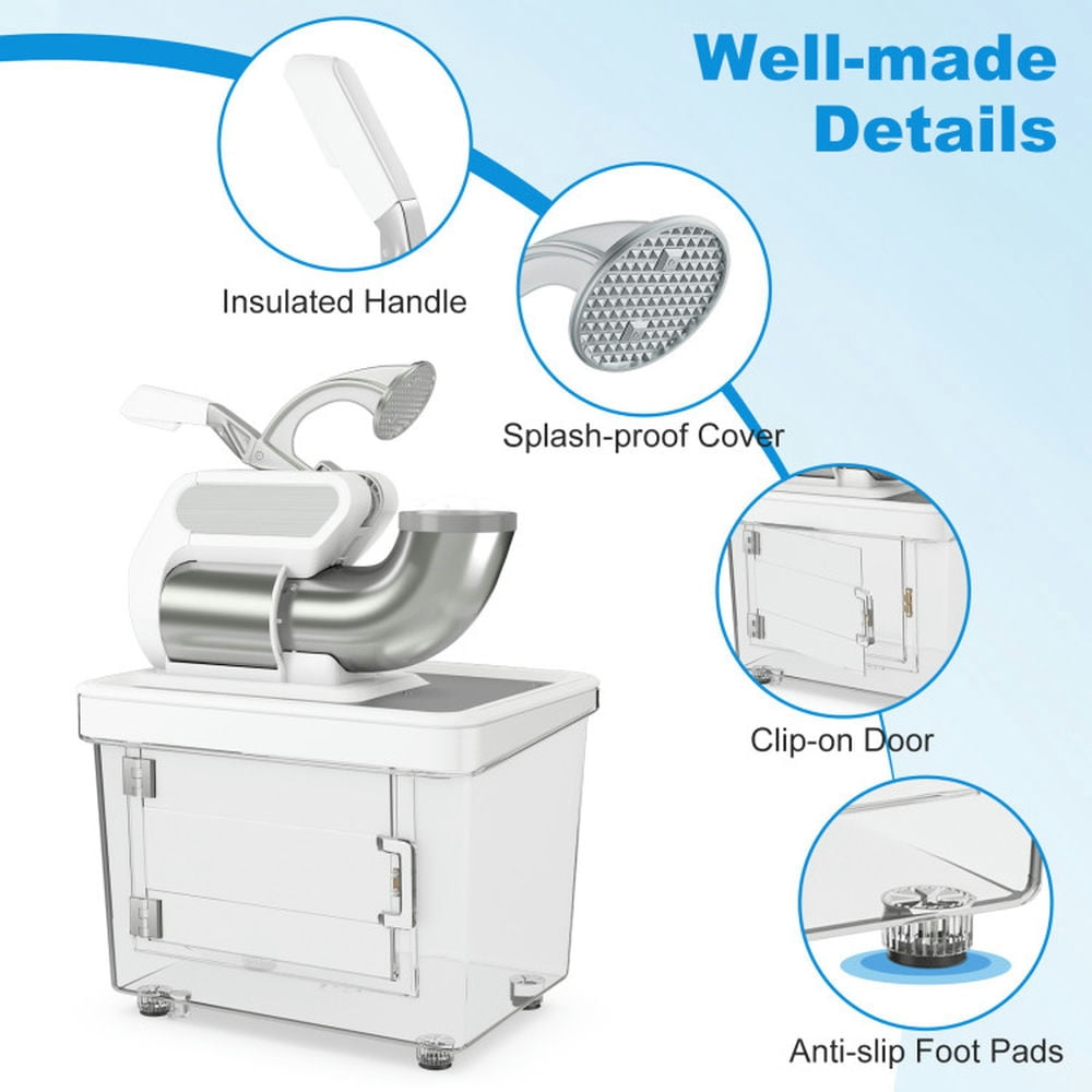 Barara King 300W Commercial Ice Crusher with Dual Blades and Safety Switch-White