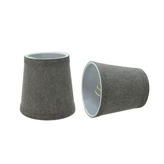 Aspen Creative 32716-2 Small Hardback Empire Shape Chandelier Clip-On Lamp Shade Set (2 Pack), Transitional Design in Grey, 4" bottom width (3" x 4" x 4")