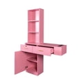 thumbnail image 6 of Wall Mount Salon Station, Barber Stations Styling Station with 3 Open Shelves, 2 Drawers and 1 Storage Cabinet, Salon Equipment Set with 3 Round Holes for Hair Dryer, Pink, 6 of 7