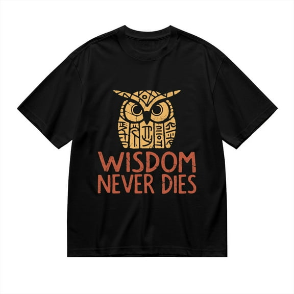 T Shirt for Men, Wisdom Never Dies, Owl Print, Vintage Graphic Tees Men, 23930930,S