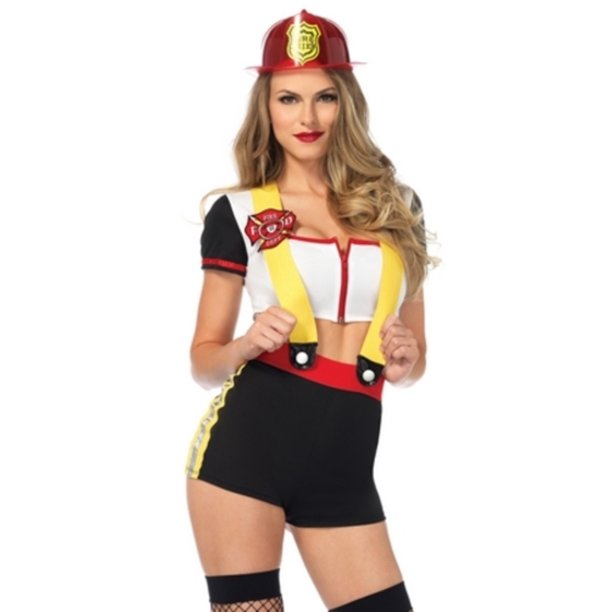 Leg Avenue 2pc Code Red Cutie Zipper Front Crop Top Suspender Shorts W Badge Small Multicolor Walmart Com