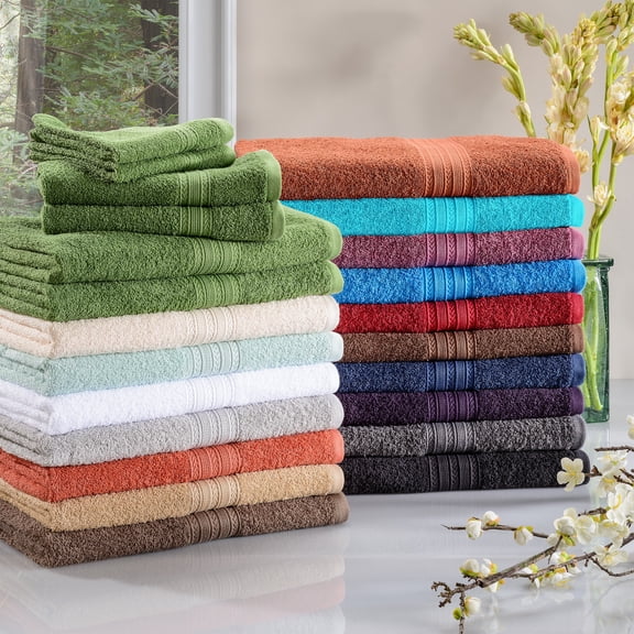Eco-Friendly 100% Cotton Ring-Spun 6-Piece Towel Set, 2 Bath, 2 Hand, 2 Face Ivory