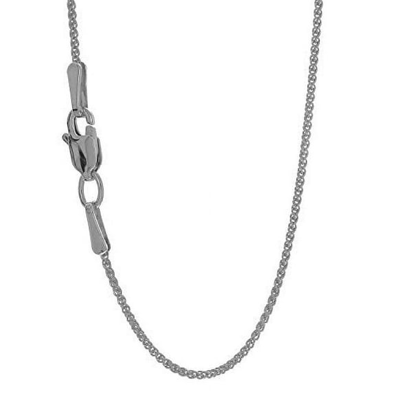 JewelStop 18K Solid White Gold 1.4 mm Round Wheat Chain Necklace 18" w/Lobster Claw Clasp