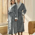 thumbnail image 3 of Peignoir Polyester Homme Grande Taille Épais Robe à Capuche Corail Robe de Nuit Chaude Confortable Douce Vêtements Automne Gris Femme TG, 3 of 9