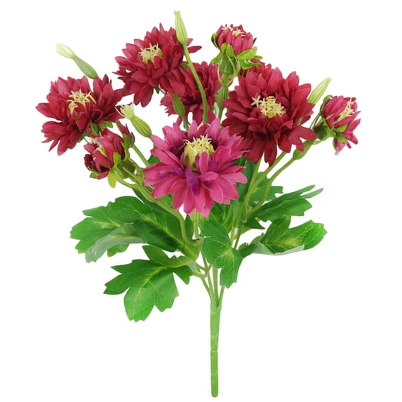 Artificial Chrysanthemum Bouquet Simulation Flower Table Centerpiece Floral Decor Home Office Fake Flower, Rose Red