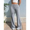 thumbnail image 5 of Women'S Wide Waistband Sweatpants Trendy Baggy High Waisted Casual Trousers Flare Leg Pant Light Gray XL, 5 of 7