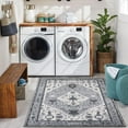 thumbnail image 5 of Wonnitar 3'x5' Boho Tribal Entryway Rug, Washable Area Rug for Kitchen Non Slip Stain Resistant, Low Pile Vintage Oriental Throw Rug for Bedroom Bathroom Laundry Room, Gray, 5 of 7