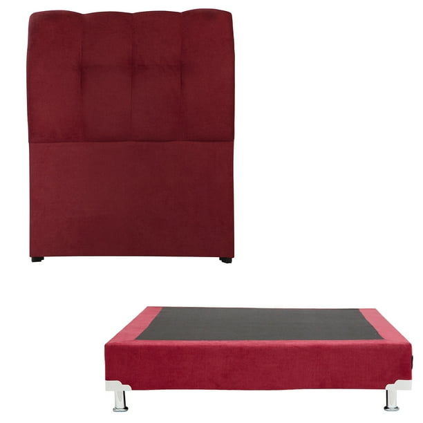 Box Base Cama Individual + Cabecera Nube Rojo