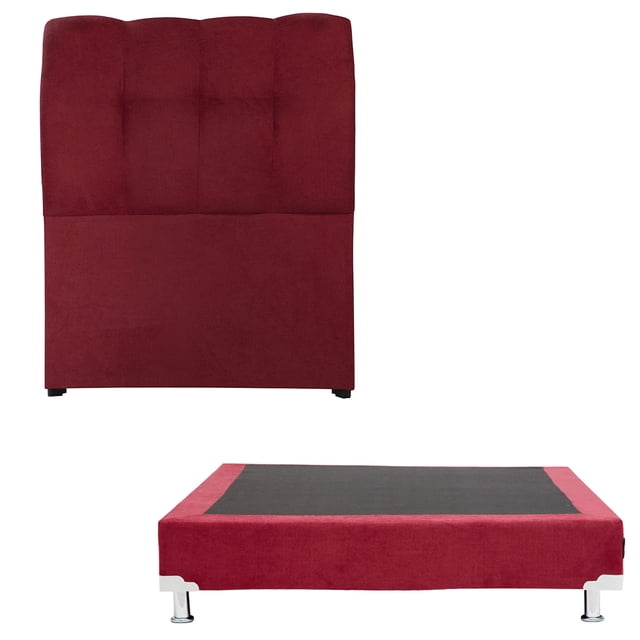 Box Base Cama Individual + Cabecera Nube Rojo