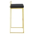 thumbnail image 3 of Set of 3 Black Velvet Bar Stools with Gold Frame, Stackable Counter Height Seating for Kitchen Island, 3 of 5