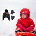 thumbnail image 4 of Minnieouse Gorro Conjunto de guantes Diseño de orejeras Gorros de punto para niños con patrones de dinosaurios Dibujos animados Accesorios de invierno Sombreros naranja S 1-2 ans Minnieouse AP009413-19B, 4 of 6