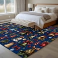 thumbnail image 4 of 5'x8' Area Rugs, Blue Christmas Indoor Outdoor Area Rug for Living Room Bedroom, Xmas Bells Snowflake Snowman Botanical Washable Bathroom Rugs Kitchen Floor Carpet Mats Home Decor Aesthetic, 4 of 8