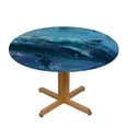 thumbnail image 3 of Orinice Whale Fantasy Maximalism Round Table Cover Stain Resistant Washable Indoor Outdoor Tablecloth Kitchen Dining Wedding Parties Full Width Single-Sided Printing 100% Polyester Fiber 46-50, 3 of 8
