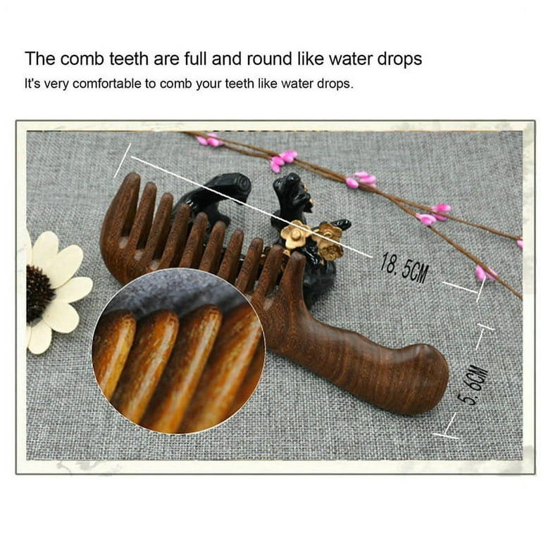 Sandalwood Wide Tooth Comb Curly Hair Portable Coarse Tooth Wooden