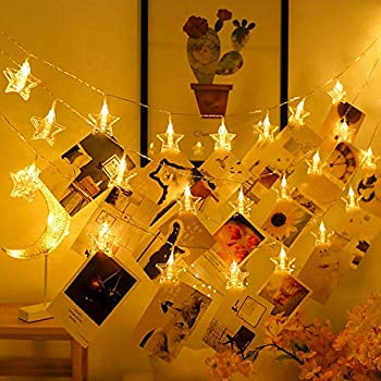 Star Photo Clip String Lights 9 8ft 20leds Warm White Led With Clips Battery Powered 8 Modes Display Peg Fairy For Hanging Pictures Walls Decor Com - Home Decor Peg String Lights